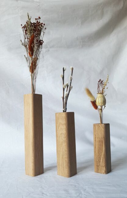 vase bois naturel massif brut design fleur séchée chêne bois blanc bois échauffé arrondi artisan local m-obois local meuse lorraine