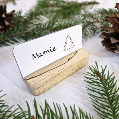 porte-prénom bois naturel massif brut original design chêne bois blanc acajou bois échauffé arrondi mariage Noël artisan local m-obois local meuse lorraine